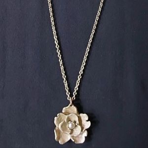 Neiman Marcus Goldtone Enameled Gardenia and Clover Necklaces